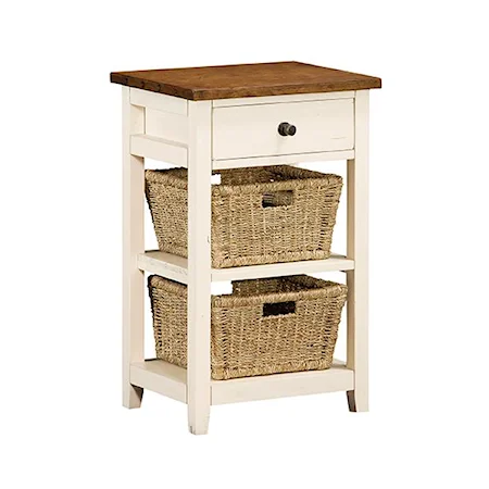 Basket Stand with 2 Baskets and 1 Drawer